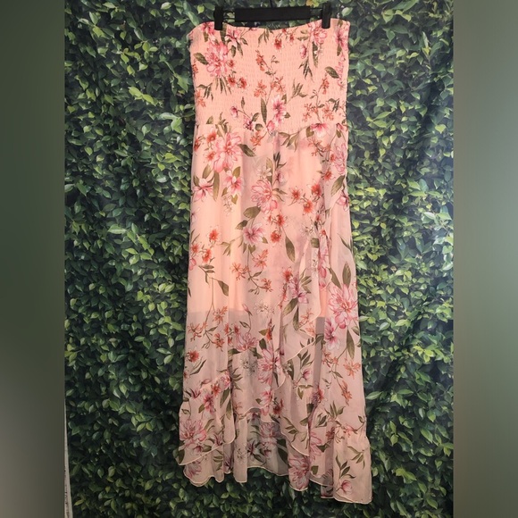 VENUS Pink A-Line Resort Maxi Split Ruffle Floral Dress NWT SIZE XL - Picture 2 of 16